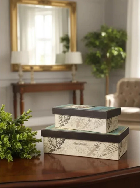 Kit Caixas Multiuso ou Presente Estampa Floral Vintage