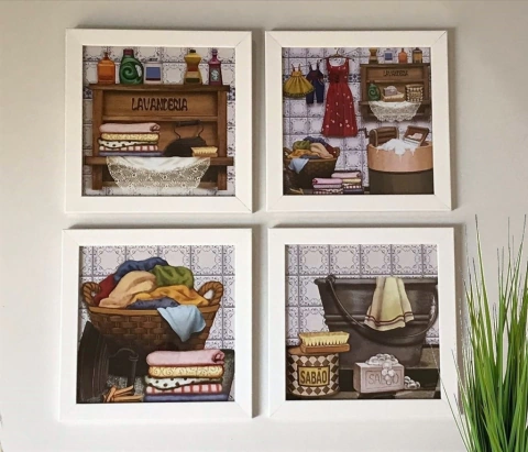 Quadros Decorativos Lavanderia c Vidro