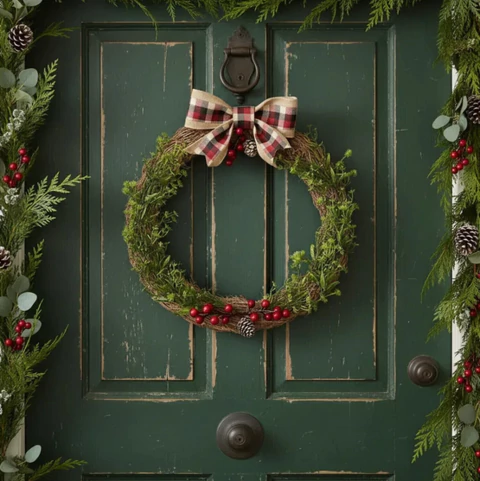 Guirlanda Natal Enfeite de Porta Decorativa 35cm