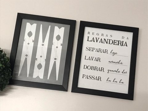 Conjunto Quadros Decorativos Lavanderia Prendedor