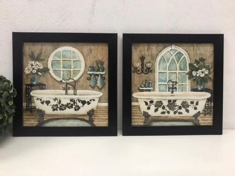 Conjunto Kit Quadros Decorativos Lavabo