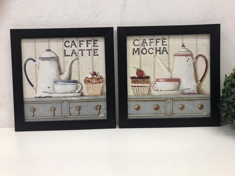 Conjunto Dois Quadros Decorativos Café Mocha