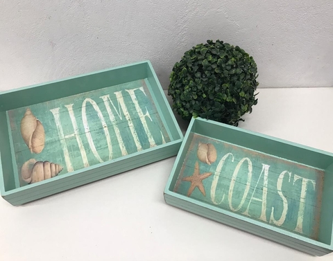 Bandeja Decorativa Kit Home Praia Beach House Nautico Verde