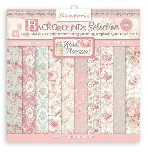 Stamperia Backgrounds double sided Paper Pad 8x8 10pkg Serie A