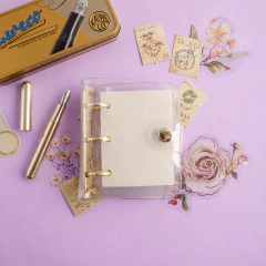 Carpeta cristal mini binder brillos con hojas lisas - Casa Washi