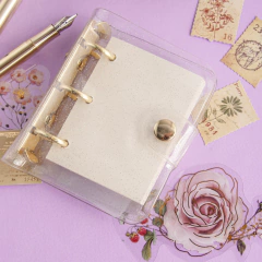Carpeta cristal mini binder brillos con hojas lisas en internet