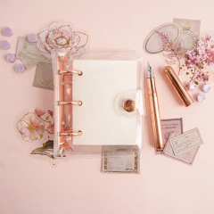 Carpeta cristal mini binder brillos con hojas lisas