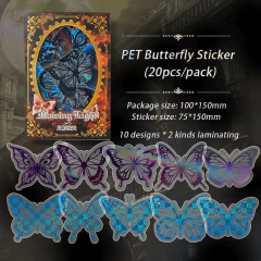 Pack 20 stickers PET Butterfly Holografica 