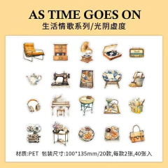 Pack de 40 stickers PET Retro Song Series