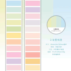 Rollo de stickers para etiquetadora Cute Block Line con glitter, mostrando dos tiras de etiquetas de colores pastel en tonos suaves variados