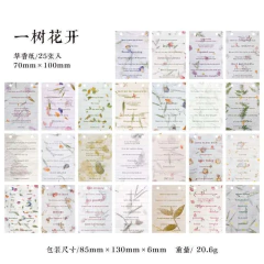 Pack de 25 papeles troquelados decorativos Flower Wind con frases en inglés y diseños florales variados