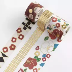 Set 3 washi tapes BGM con foil Japanese Kimono