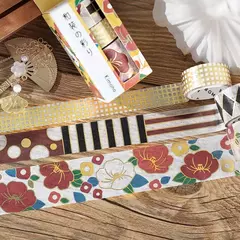 Set 3 washi tapes BGM con foil Japanese Kimono