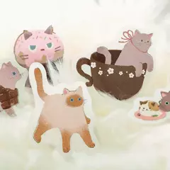 Pack de 45 Flake Stickers con foil Nyan Cafe en internet