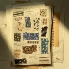 Plancha de stickers Pion con diseños de telas y patrones florales en colores variados