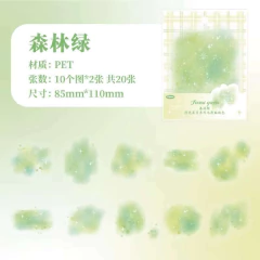 Pack 20 stickers PET Floating Star Moon Series