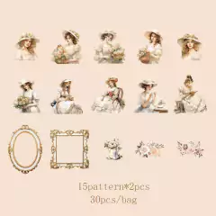 Pack de 30 stickers PET Elegant Victorian
