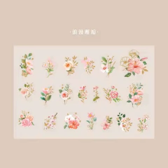 Pack 40 sticker pet Golden trim Flowers