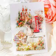 Pack 30 sticker PET Flower Courtyard