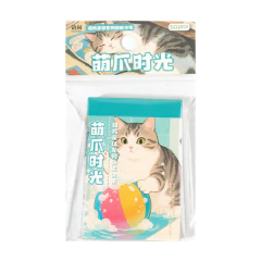 Mini block de stickers de papel con diseño de gato y pelota colorida en empaque transparente