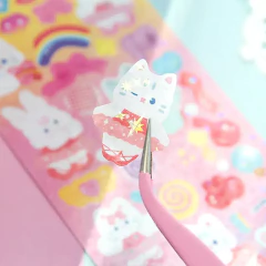 Stickers Gatitos Rainbow Glitter
