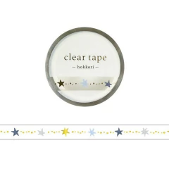 Cinta decorativa slim Pet mate con diseño de estrellas de colores y puntos dorados, ancho 7 mm y largo 5 m
