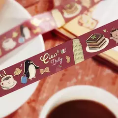 Washi tape BGM con foil World Cafe 20 mm x 5m - Casa Washi