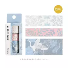 Set 3 washi tapes BGM con foil Japanese Kimono