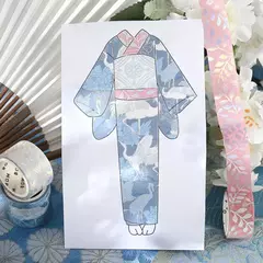 Set 3 washi tapes BGM con foil Japanese Kimono