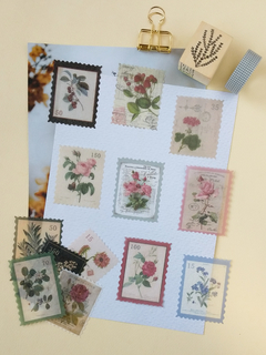 Stickers estampillas vintage papel washi * 60 unid.