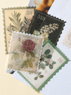 Stickers estampillas vintage papel washi * 60 unid.