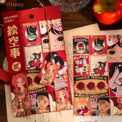 Set de 2 planchas stickers c/foil Japan Girl - Casa Washi