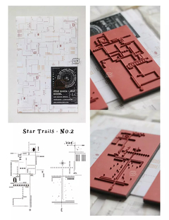 Mounted Rubber Stamp Set STAR TRAILS by LCN - Casa Washi
