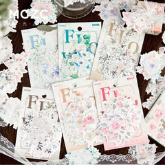 Pack 20 stickers washi Flower con foil holo MGZC