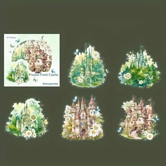 Pack 10 sticker pet Flowers Field Castle