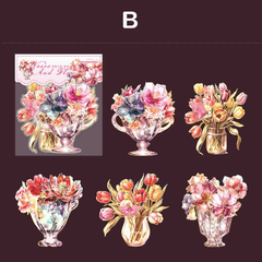 Imagen de Pack 10 sticker Pet Holo y Dorado Vases and Flowers