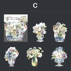 Pack 10 sticker Pet Holo y Dorado Vases and Flowers