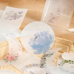 Pack 20 die cuts vellum con foil plata Diffuse Flowers