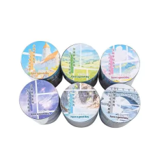 Cintas decorativas PET XXL con diseños de paisajes variados, presentadas en rollos redondos