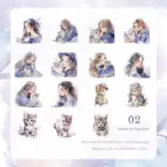 Pack 30 stickers PET Kittens and girls pet