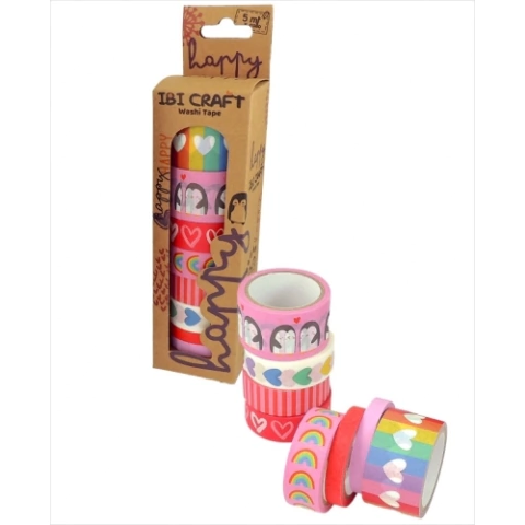 WASHI TAPE BOX 8 ROLLOS de 5m "HAPPY"