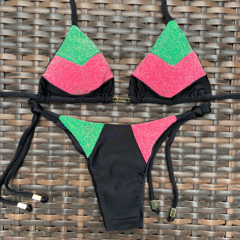 Recortes Lurex Melancia e Verde- Laço Fino