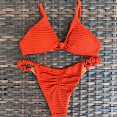 Terracota Crochê- Top Nó e Calcinha Inteira Frufru - loja online