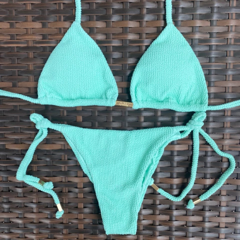 Canelado Verde Acqua- Laço Fino