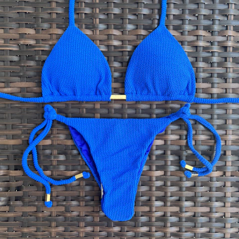 Conjunto Canelado Azul Royal- Laço Fino