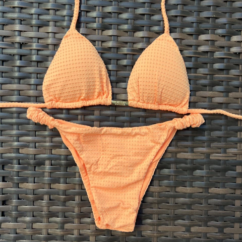 Conjunto Laranja- Calcinha Frufru e Top Cortininha