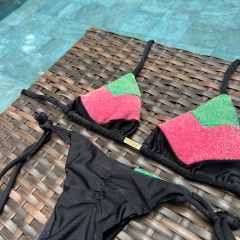 Recortes Lurex Melancia e Verde- Laço Fino - Sunlike