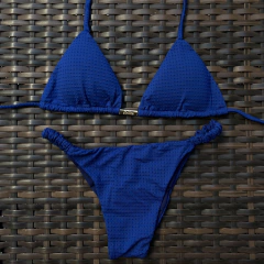 Conjunto Marinho- Calcinha Frufru e Top Cortininha