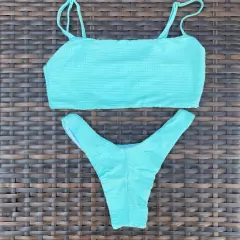 Conjunto Gabi Verde Acqua- Asa delta e top faixa - comprar online