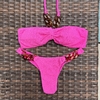 Conjunto Noronha Pink - Top tomara que caia com corrente e Calcinha inteira